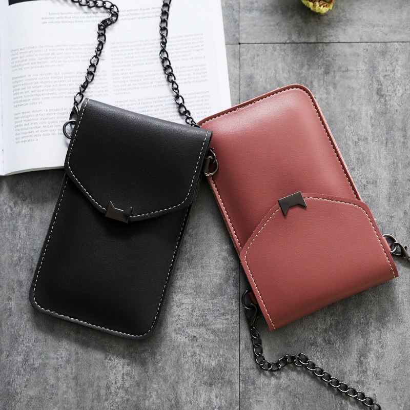 Leehur bolsa de ombro para celular, corrente de telefone móvel transparente com tela touch para iphone 11 xs xr bolsa samsung