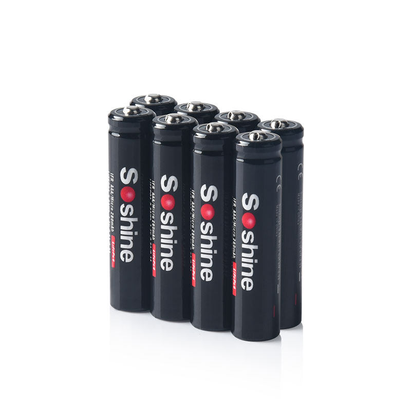 Soshine 4/8/12 sztuk AAA 10440 LiFePO4 bateria 3.2V 280mAh akumulator latarki kamera golarka ogniwa bezprzewodowa mysz zabawka: Black