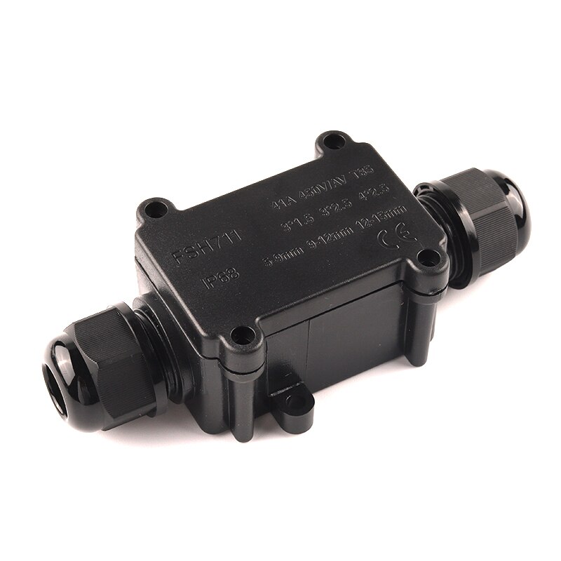 2/3 Way IP68 Black Outdoor Waterproof Cable Electrical Junction Box 41A/450V with Terminals for Light Wiring Accessories