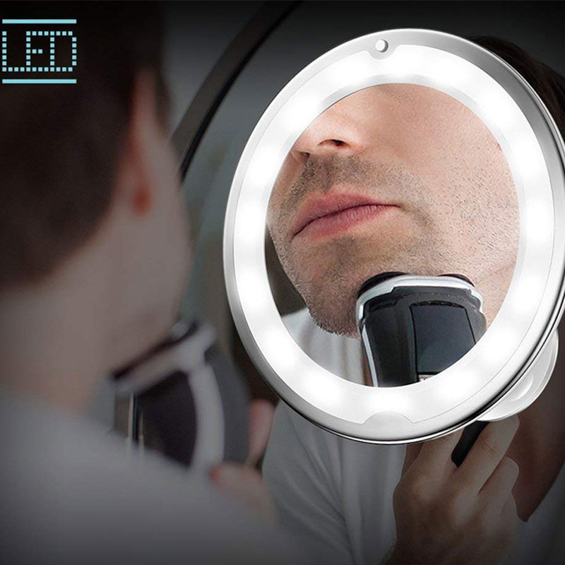 LED Flexible Makeup Mirror 5X 10X Bathroom Wall Hanging Folding Gooseneck Magnifying Mirror Table Stand 360 Rotation Mirrors