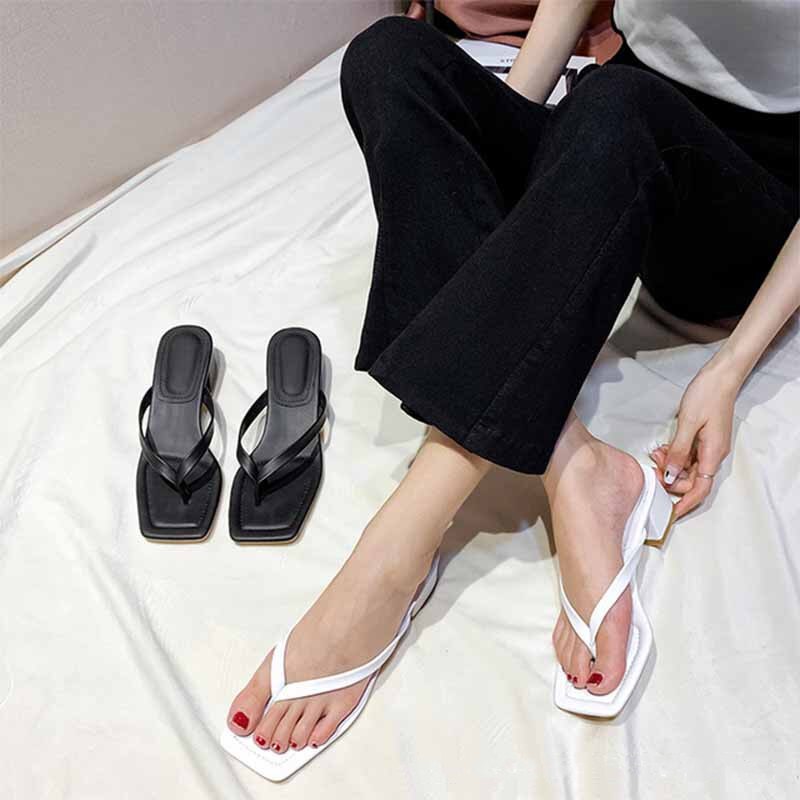 Femmes D'été Pantoufles À Talons Hauts Épais Babouches femmes Plage Tongs Sandales Plate-Forme Causal Chaussures Solides