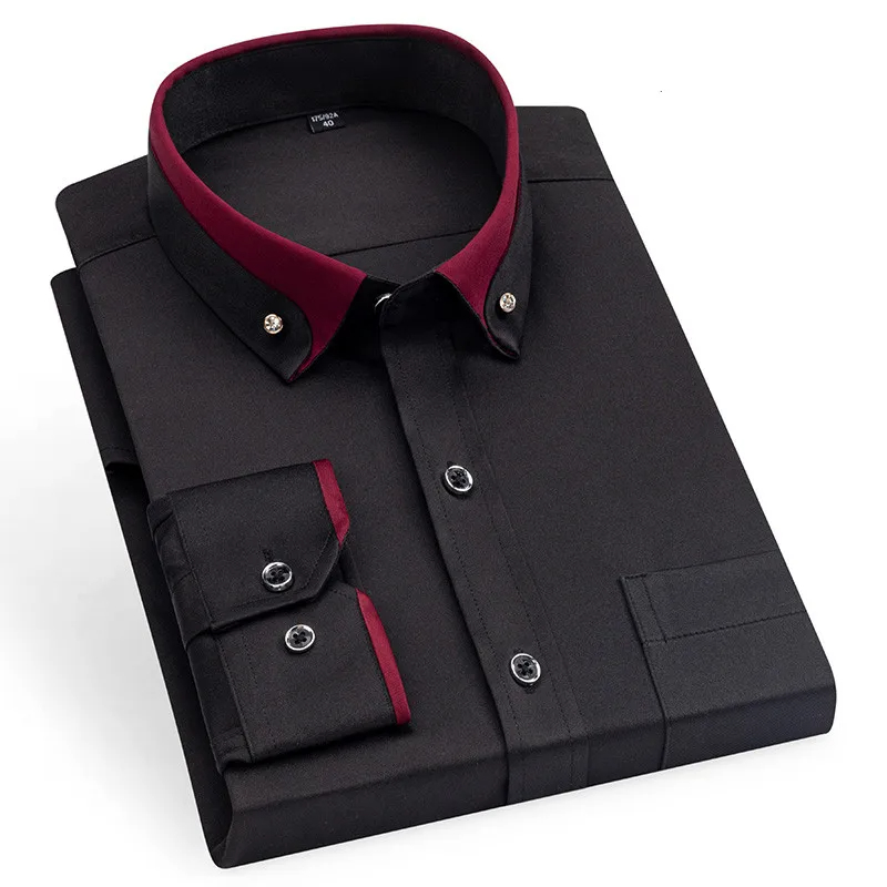 Nueva Camisa de vestir de negocios para hombre, Camisa Social de manga larga con botones, ropa informal antiarrugas para de boda y oficina para hombre: 40 / Azul cielo