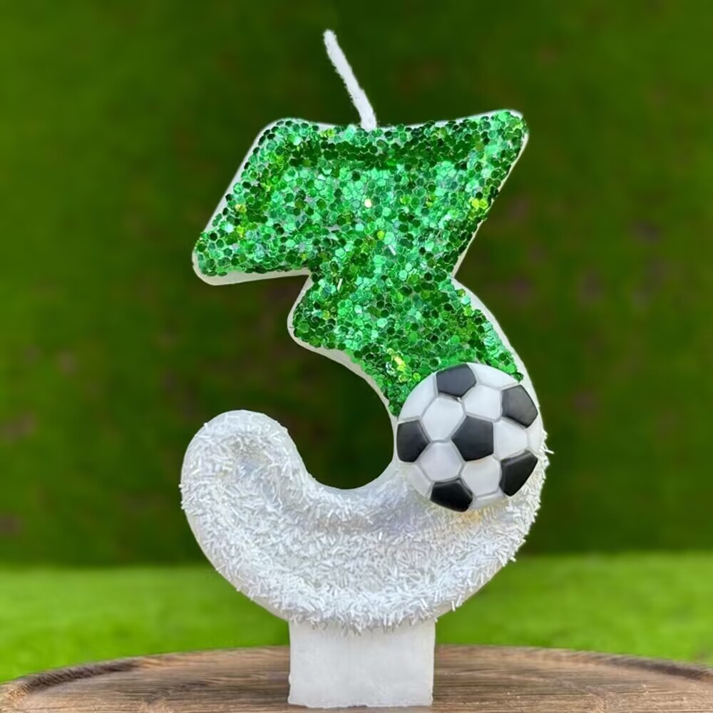 1PC Happy Birthday Football Candles Cake Soccer Candles Number 0-9 Digital Candle Party Wedding Cake Candle Party Cakes Deco: cameo