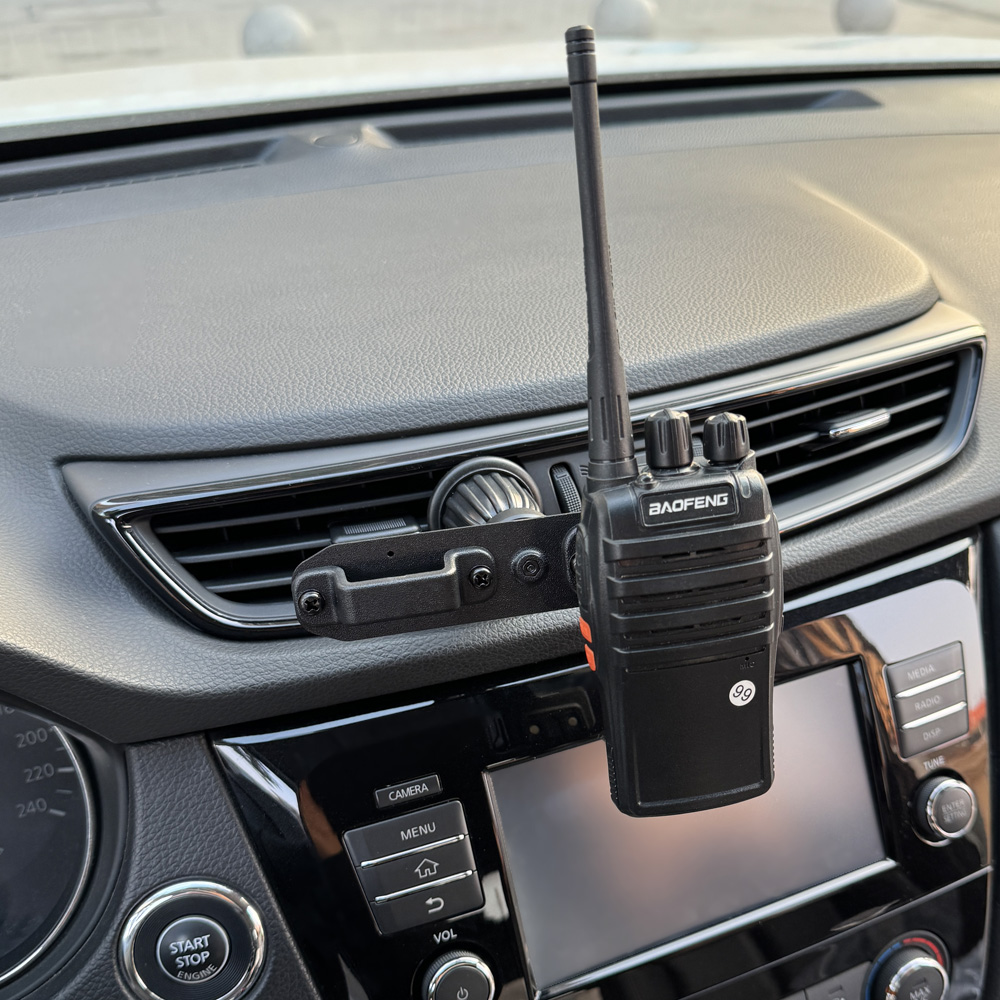 Bilholder til tovejsradioer og håndholdt ptt-mikrofon, højttaler i bilen, stander, walkie-talkie-beslag i bilens luftudtag
