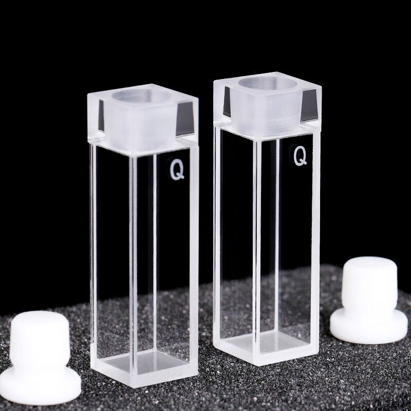Quartz Cuvette Fluorescent Colorimeter Cell 10 mm Four-side Light Through Good Sealing Frit Sintering Technology 1 / PK