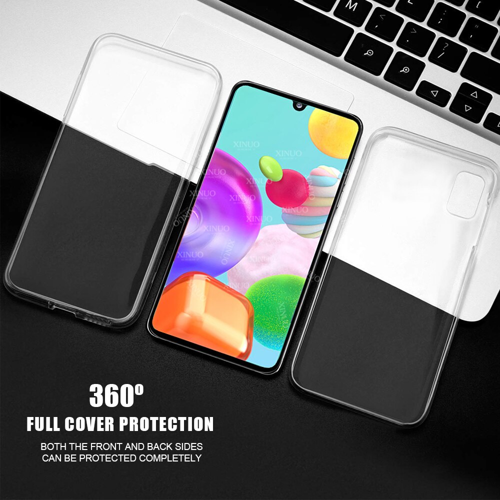 360 full Double Silicon Case For Samsung Galaxy A41 Transparent Body front back cover for Samsung Gala A40 A 41 41A covers coque