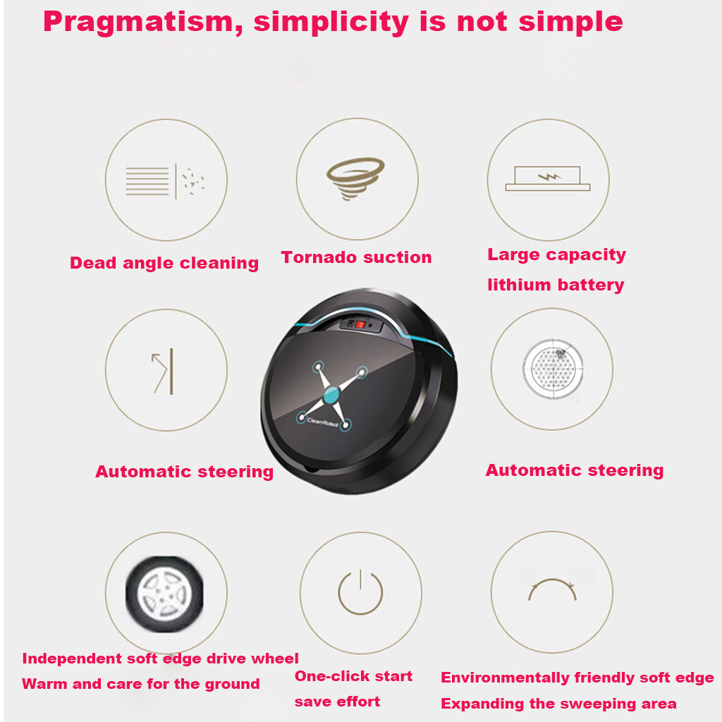 Automatic Self Navigated Rechargeable Smart Robot Vacuum Floor Cleaner Auto Sweeper Edge Clean Large Sauction