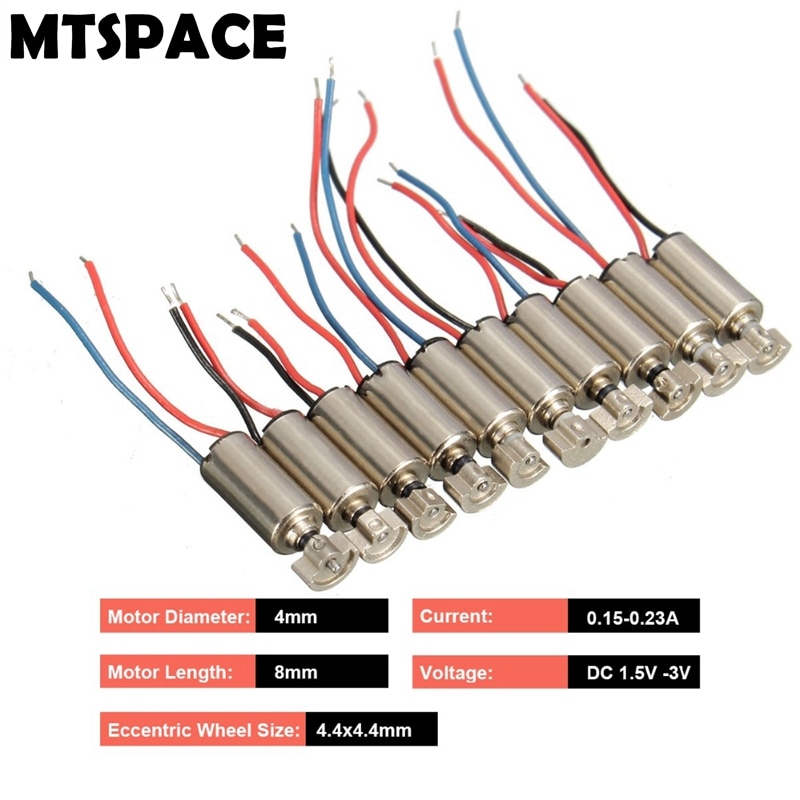 MTSPACE 10 pièces/ensemble 4x8mm DC 1.5-3V Micro téléphone portable moteur de Vibration sans noyau vibrateur Mini moteur de Massage pour SANYO de
