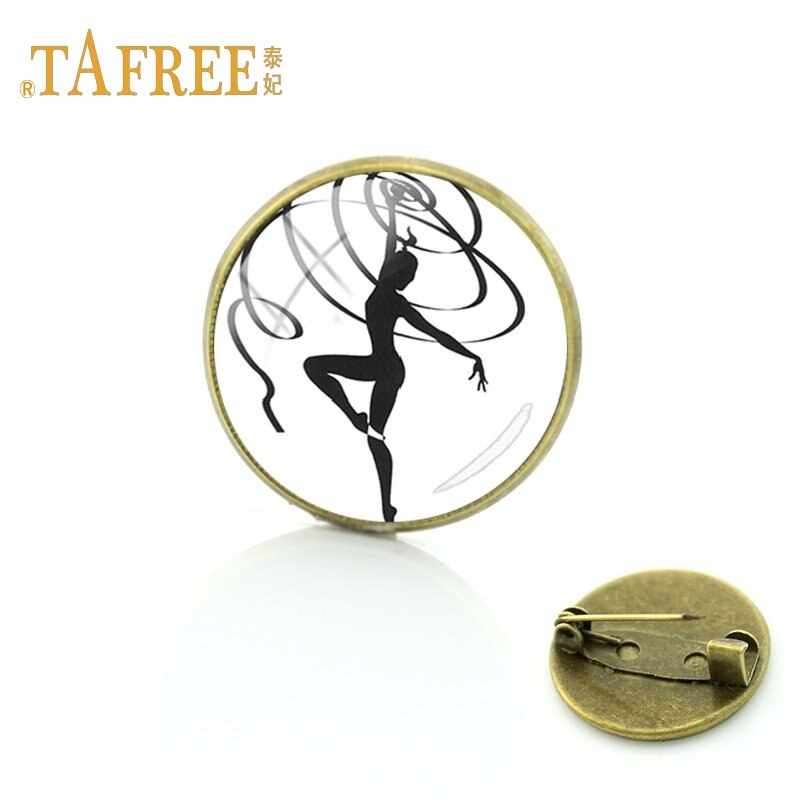 TAFREE Gymnastiek beweegt Glas cabochon dome art foto Broche sport liefhebbers gedenkteken broche kleding accessoires sieraden GY172: GY172