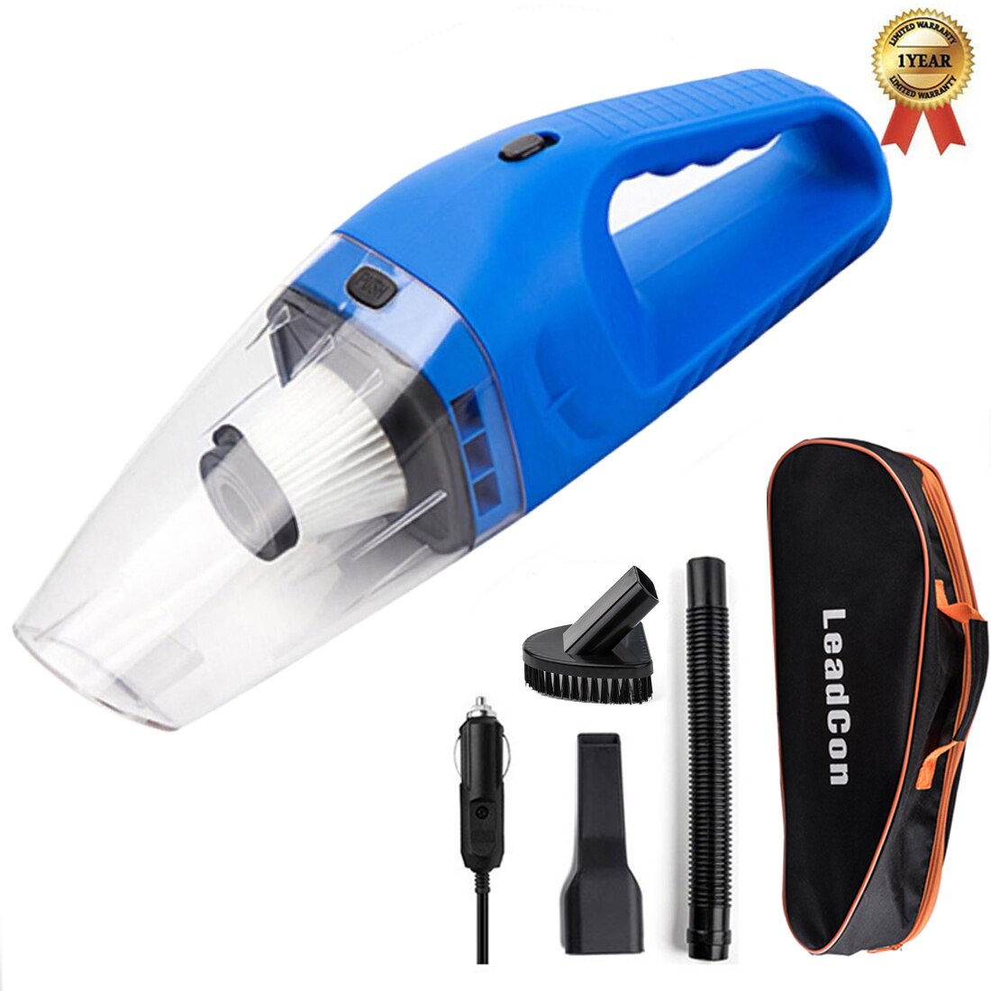 Car Vacuum Cleaner 120W Portable Handheld Vacuum Cleaner Auto Wet/Dry Car Vacuum Hand Filter 12V: blue