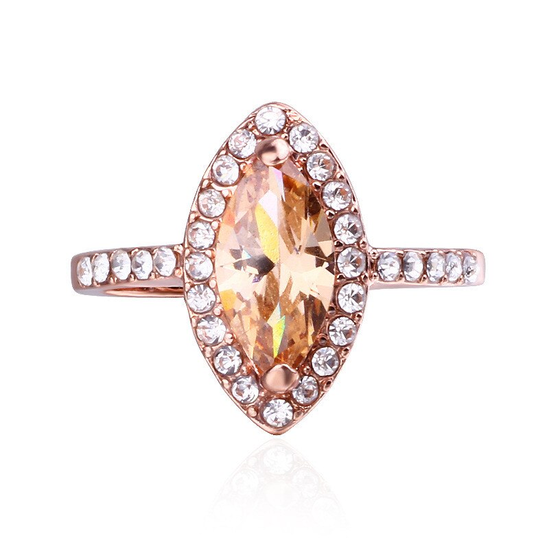 Oval Rosa Zirkon Ringe Für Frauen Schmuck Rose Gold Ring Weibliche Engagement Ring Damen Jahrgang Große Hochzeit Ringe Femme