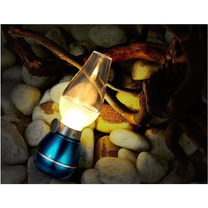 Hzfcew ledet blåsekontroll retro nattlys parafinlampe usb ladebordslampe dimming bærbare lanterner hestelampe