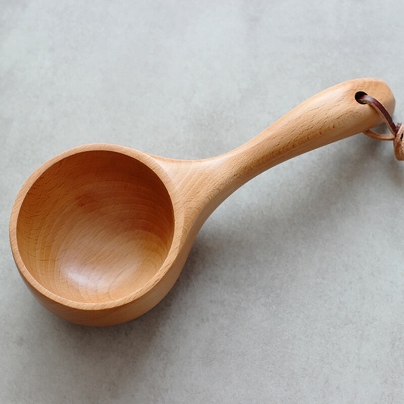 Japanese-style Solid Wood Scoop Short Handle Rice Scoop Kitchen Water Scoop Wooden Spoon Bath Sauna Wooden Bucket Spoon