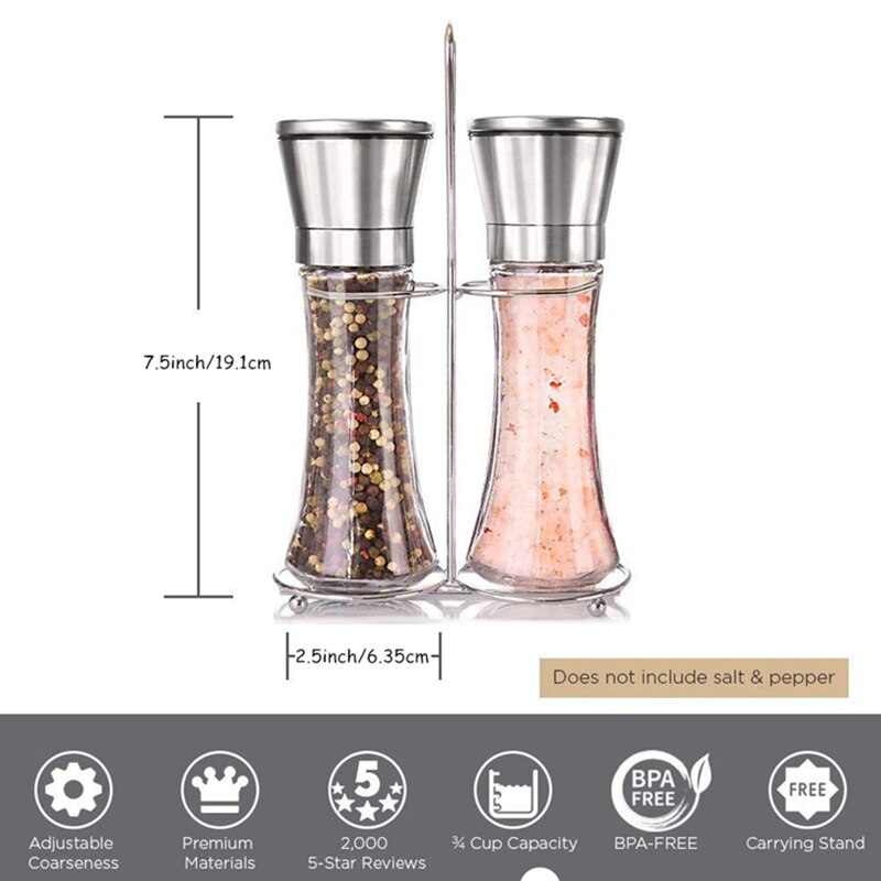 Roestvrij Staal/Glas Handleiding Rotatie Peper Molen Multifunctionele Kruidkruik Zout En Peper Shakers Keuken Kruiden Gereedschap