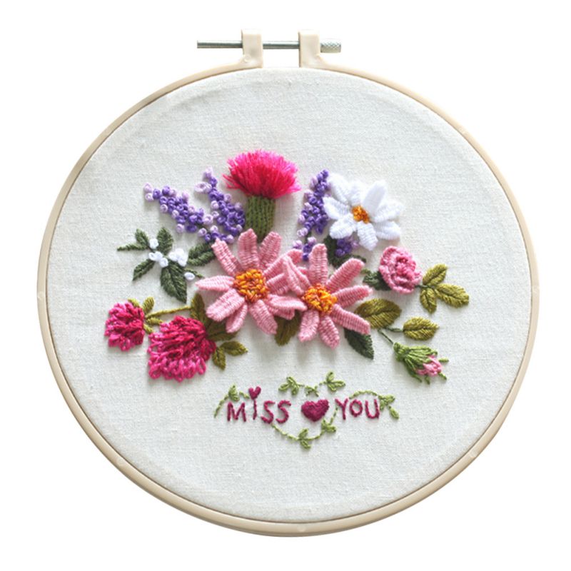 Flowers DIY Embroidery Ribbon Set Beginners Embroidery Shed Sewing Kit Cross-stitch Crafts Hand-stitched Decoration: A5