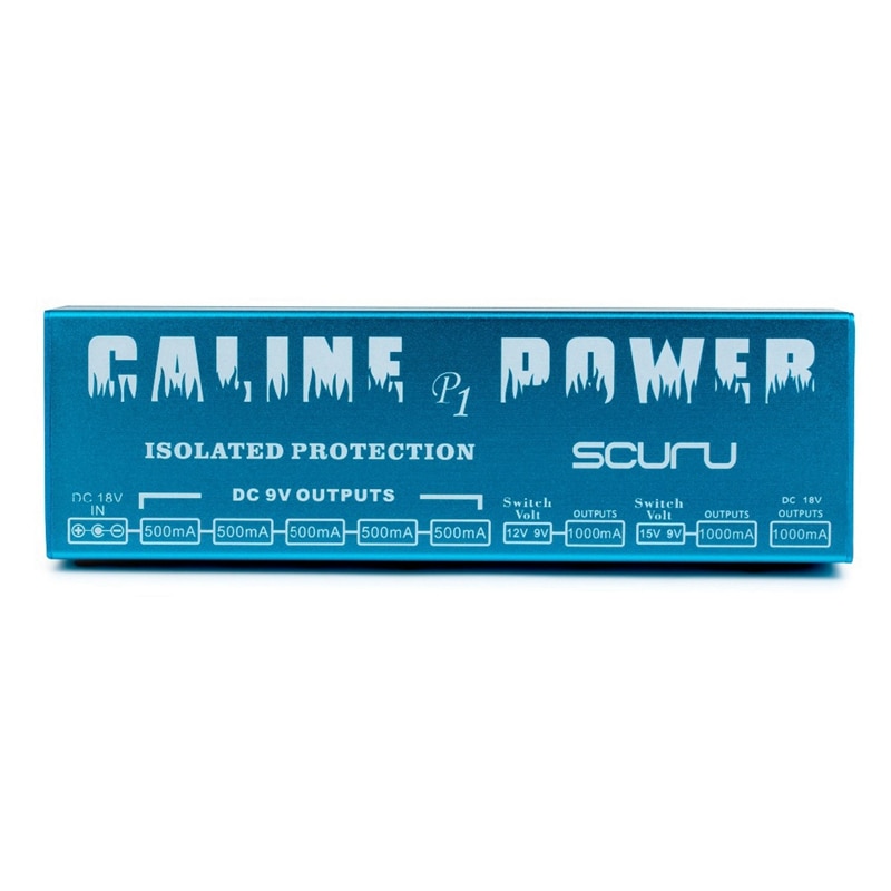 Caline  p1 isoleret strømforsyning 18v 2a 36w guitareffektpedal 8 isolerede udgange strømforsyning  p1 blå farve guitartilbehør