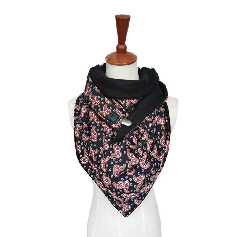 Leo Anvi Visgraat Paisley Afdrukken Sjaal Vrouwen Patchwork Knop Zachte Warme Sjaals Wrap Casual Luxe Poncho Szaliki Ik Chusty: 4