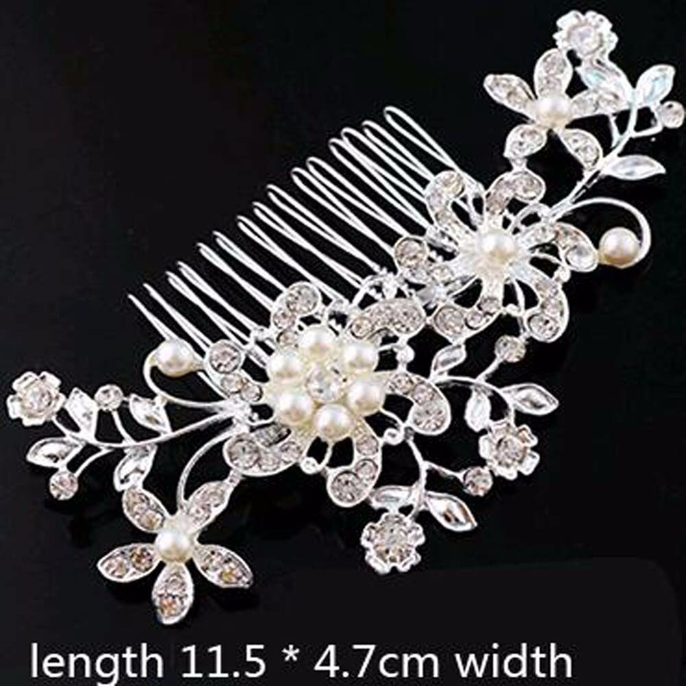 Frauen Mädchen Braut Hochzeit Silber Farbe Kristall Strass Diamant Blume Haar Clip Kamm Stift Bekleidung Zubehör Headwear Haar: Hellgelb Gold Farbe