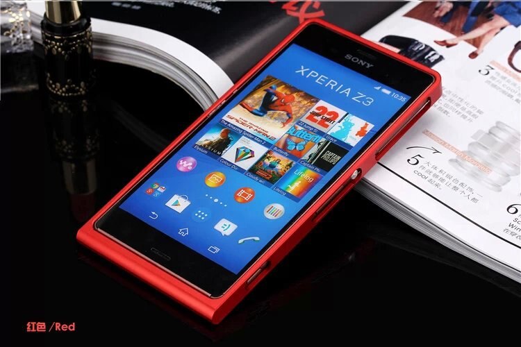 Funda protectora de aluminio Ultra fina de lujo Z3 para Sony Xperia Z3 D6653 D6633: Red