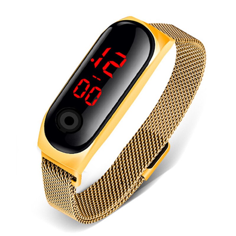 Relojes deportivos Led para hombre, pulsera Digital, reloj electrónico con alarma,: Gold
