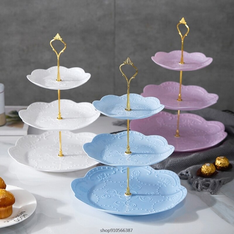 Afneembare Cake Stand Europese Stijl 3 Tier Gebak Cupcake Fruitschaal Serveren Dessert Houder Wedding Party Home Decor