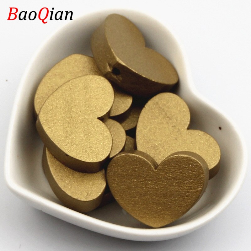 DIY 10 sztuk posrebrzane/złote serce drewno odstępnik naturalnie drewniane koraliki robić tworzenia biżuterii naszyjnik bransoletka30x23mm