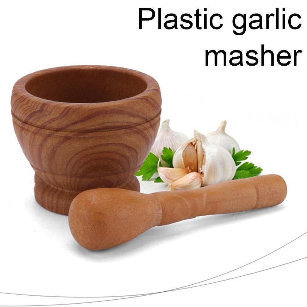 Hars Knoflook Stamper Stamper Grinder Houten Wit Grinder Mortel Slijpen Kom Knoflookpers Herb Peper Mengen Pot Keuken Tool