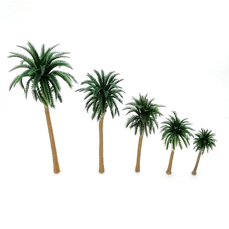 10Pcs Kunststoff Coconut Palm Baum Miniatur Anlage Töpfe Bonsai Handwerk Micro Landschaft DIY Decor Diorama Landschaft modell