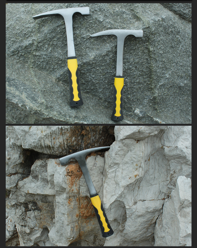 Stenplockgeologi med spetsig spets och stötdämpande grepp mejselkant petrografisk geologisk hammare 500g