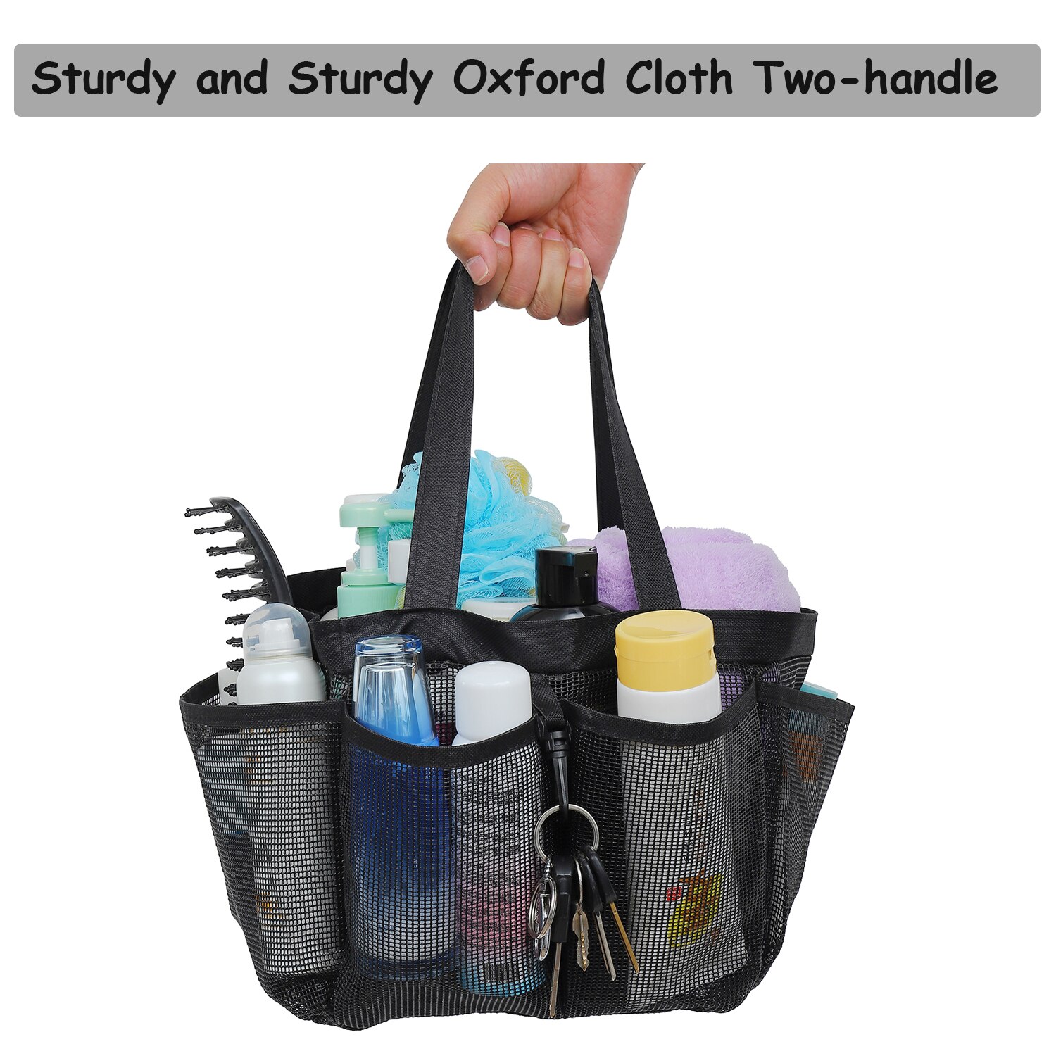 Mesh Shower Caddy Tote for College Dorm Room Essentials, Hanging Large Portable Bag Toiletry Organizer with Key Hook