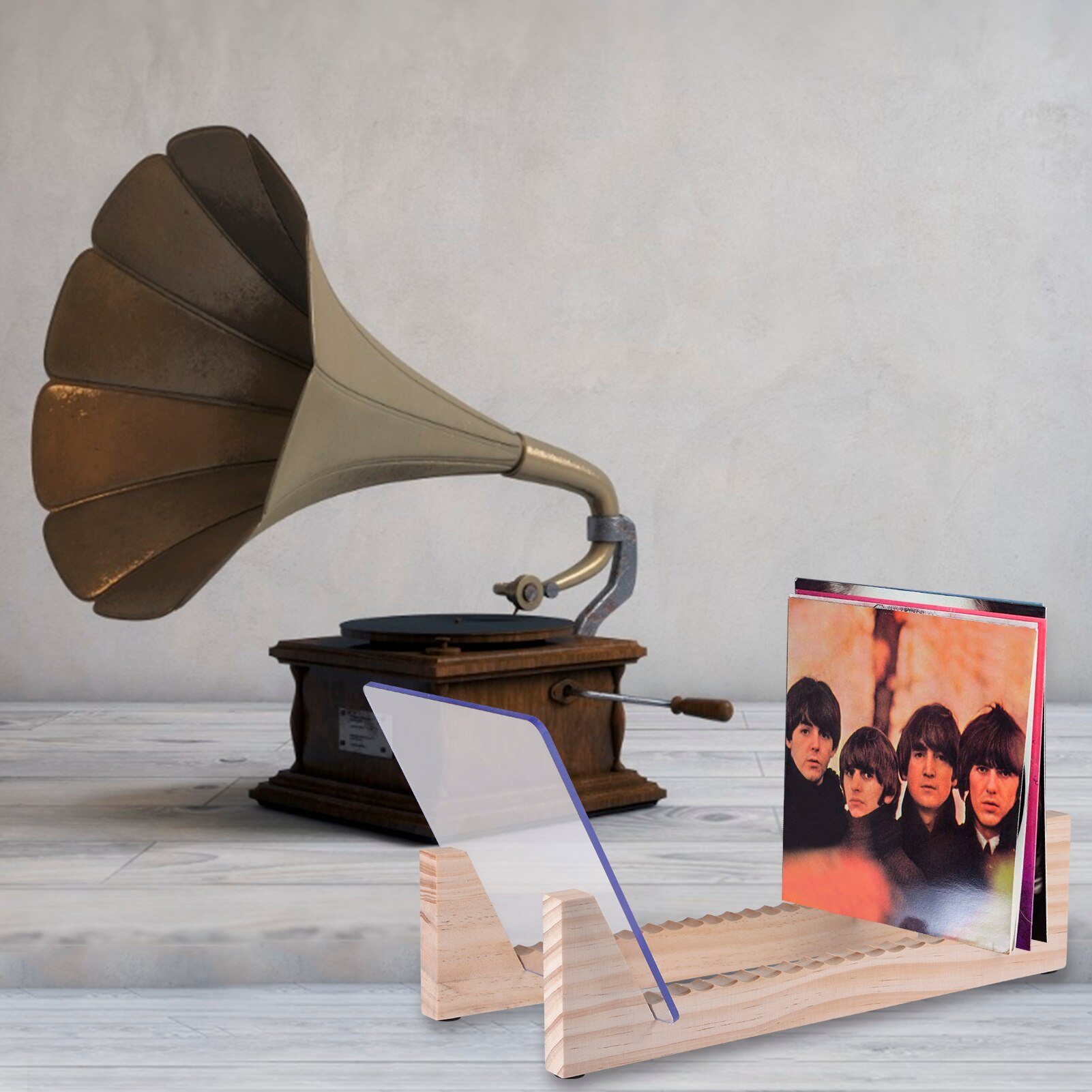 Vinyl Record Storage Holder,Acrylic Ends,Display Your Singles And LPs In This Modern Portable Rack Unit Holds Up To 25 Albums