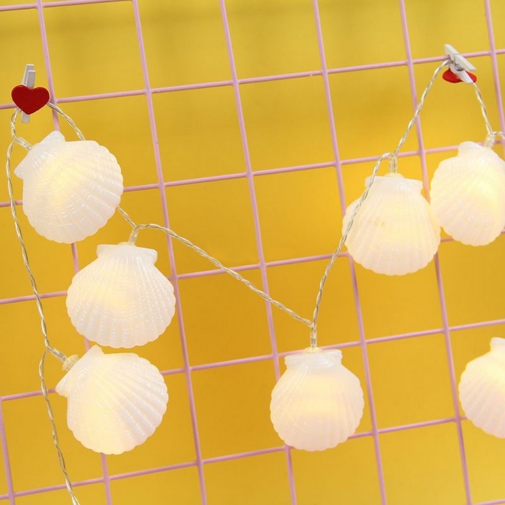 10/20 led-lichtsnoeren in de vorm van een schelp, ultraheldere, zachte verlichting voor binnen en buiten, doe-het-zelf, voegt een exotische sfeer toe