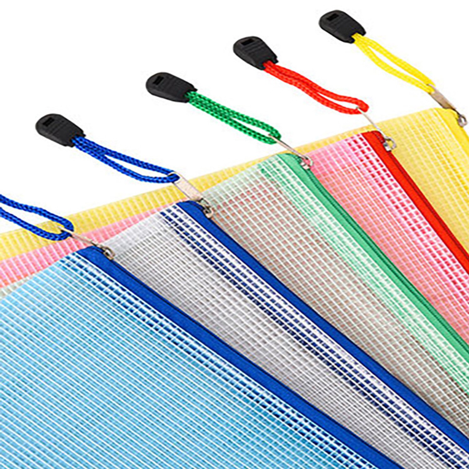 5pcs/lot office File Bag student supplies Waterproof Plastic Zipper Paper File Folder Book Pencil Pen Case Bag File document bag