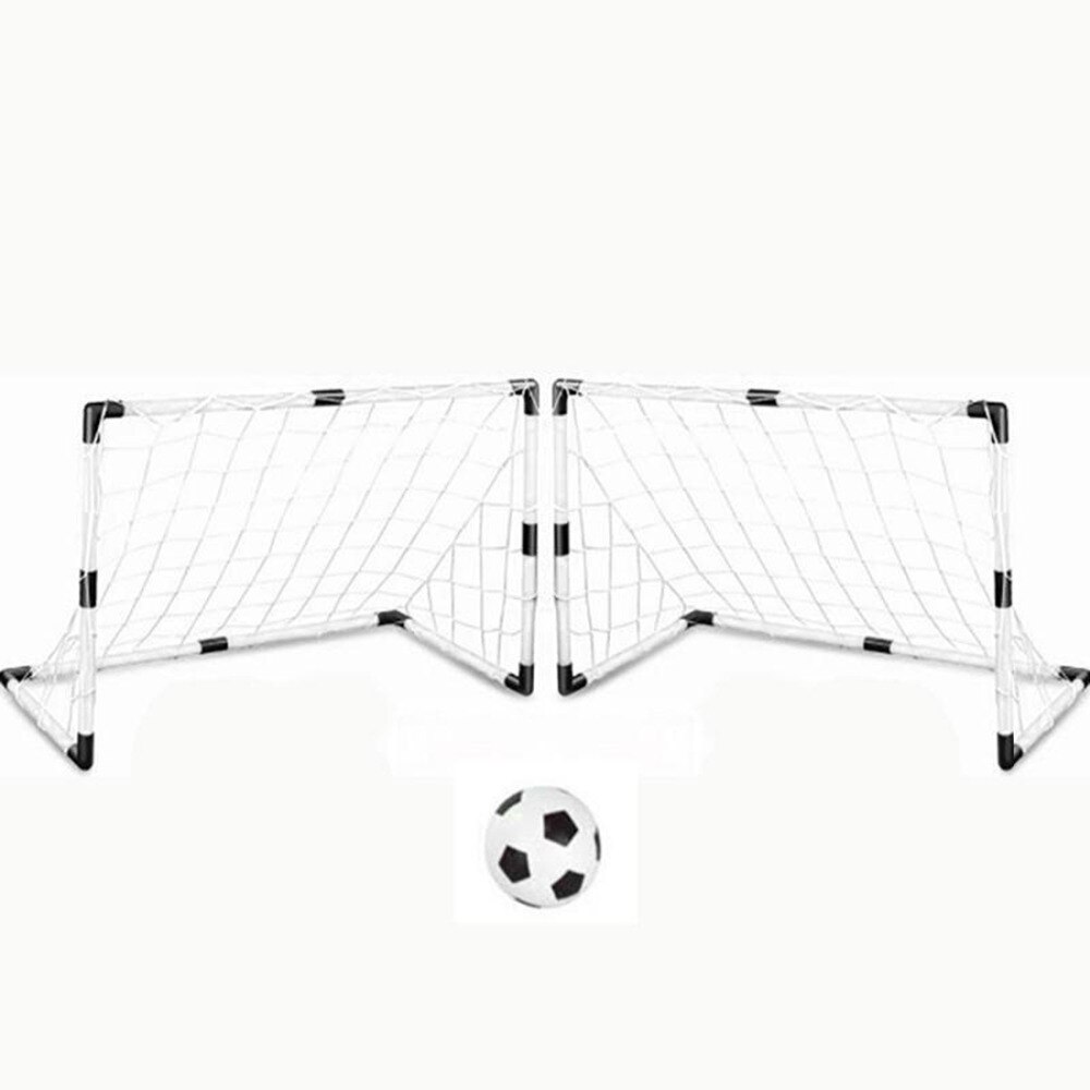 2 sets doe-het-zelf kindersport voetbaldoelen met voetbal en pomp oefenwedstrijd voetbalpoort doe-het-zelf wit voor kinderen