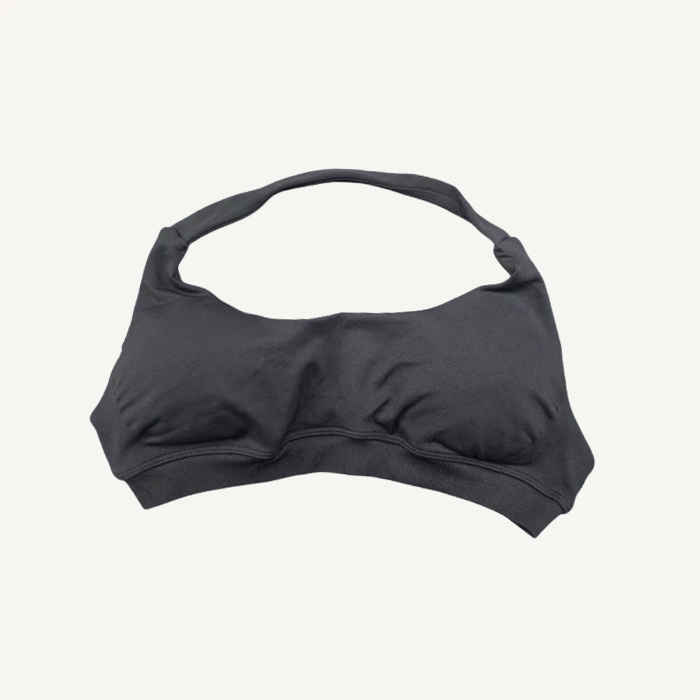 Reggiseno da yoga con cinturino imbottito senza schienale, tinta unita color caramello, fitness da donna, reggiseno da ciclismo, supporto per palestra, comodo reggiseno dinamico: XL / Argento
