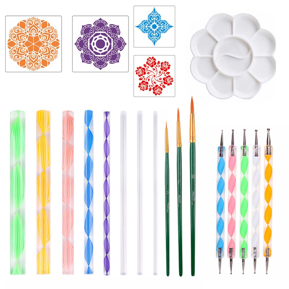17pcs/set Clay Sculpting Coloring DIY Dotting Painting Tools Nail Rock Combined Multifunctional Pottery Mandala Stencil Carving