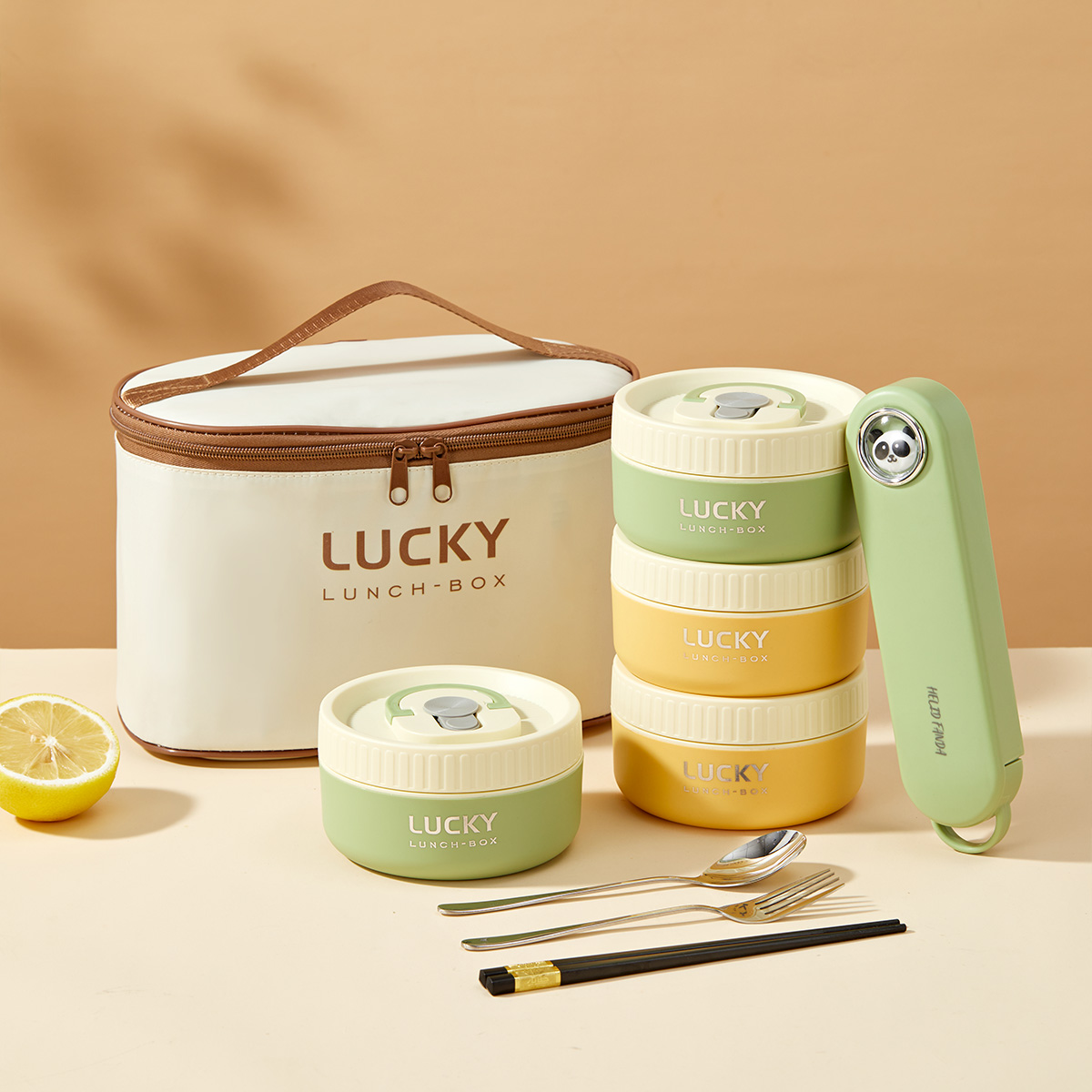 WORTHBUY 304 Stainless Steel Thermal Bento Lunch Box With Cutlery&Bag Microwave Sealed Leak-proof Insulated Food Container