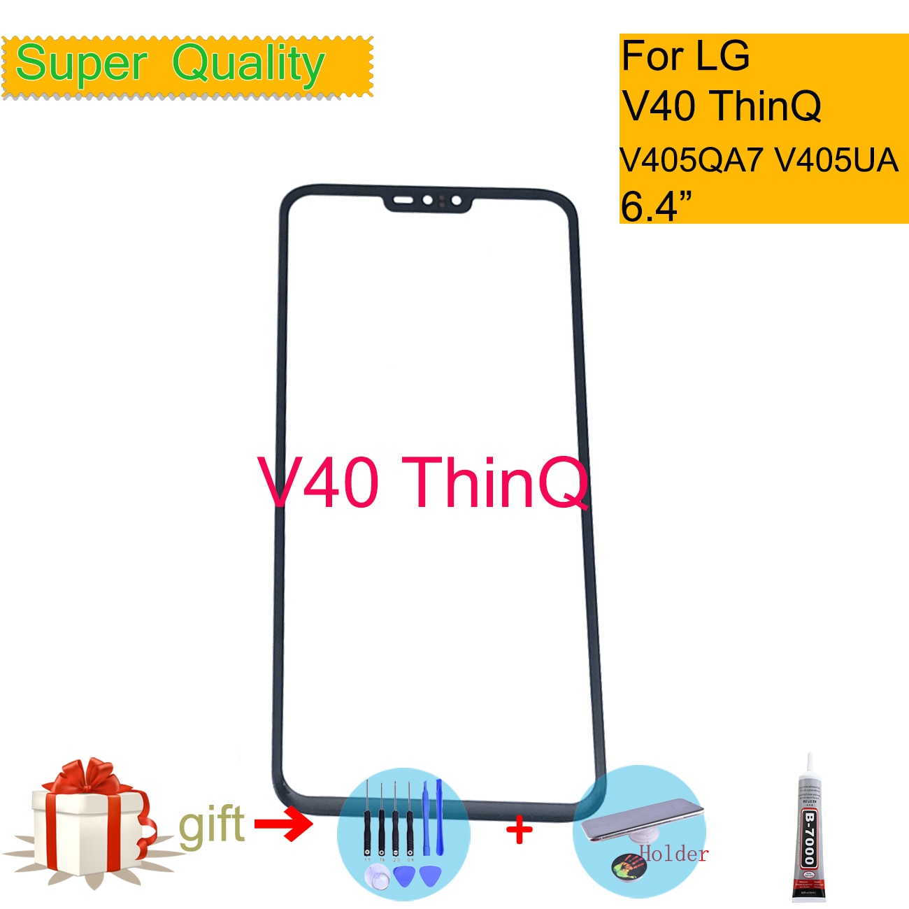 Til lg  v40 thinq  v405 qa 7 v405ua v405 tabs berøringsskærm frontglaspanel front ydre glaslinse til udskiftning af lg  v40 lcd glas