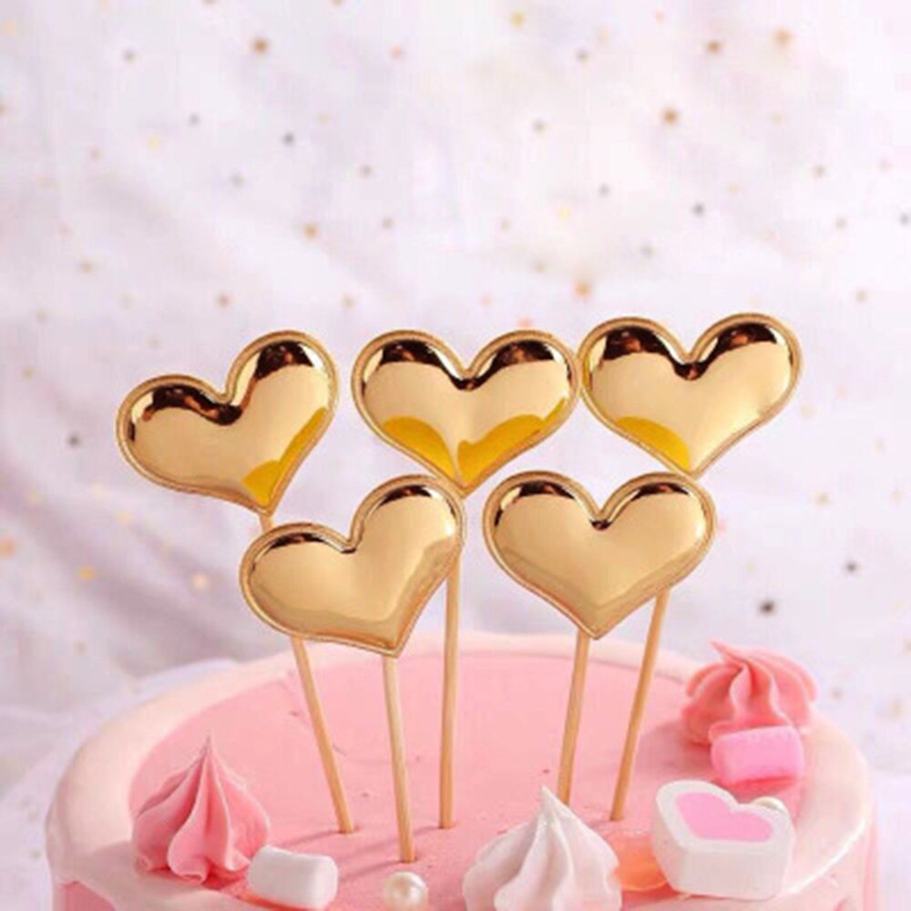 5 pièces réfléchissant paillettes amour pentagramme décoration de gâteau Plugin fête Dessert cuisson Dressing fête de mariage fournitures gâteaux décor: 1