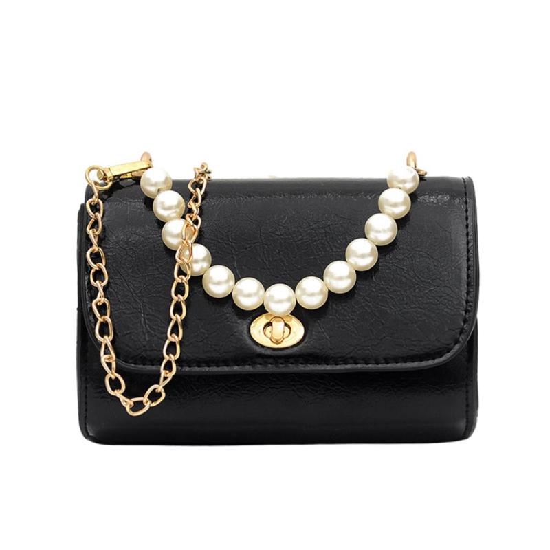 Bolsos de para mujer con estampado de serpiente y perlas para mujer bolsos de bandolera de cuero de PU Casual: Black