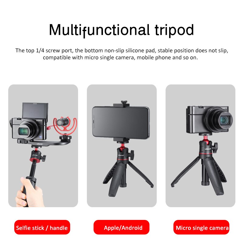 Ulanzi MT-08 Mini Extendable camera Desktop mobile Tripod for DSLR SLR Phone Vlog Extend Tripod 1.5KG Maxload Adjustable Tripod