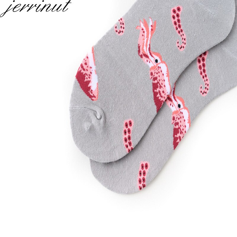 Jerrinut herre bomull uformelle morsomme sokker med trykk glade søte tegneseriesokker varme høst vinter tegneseriesokker mannskap 1 par