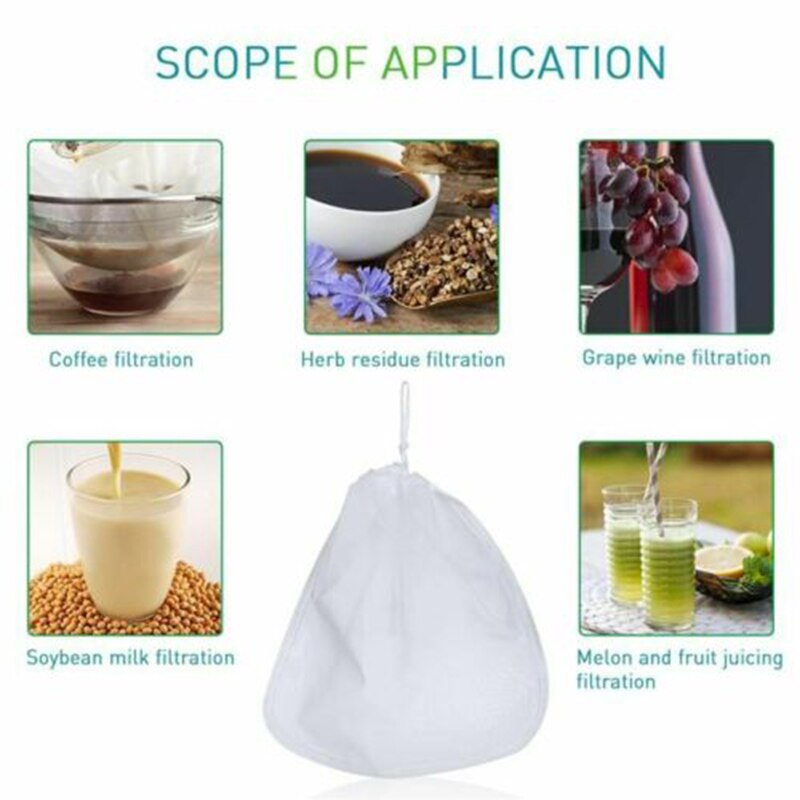 Beer Brew Bag Home Brew Filter Bag With String Malt Mash Bag Fine Mesh Nylon Food Strainer Bag Filter Bag For Nut Milk Juice#15
