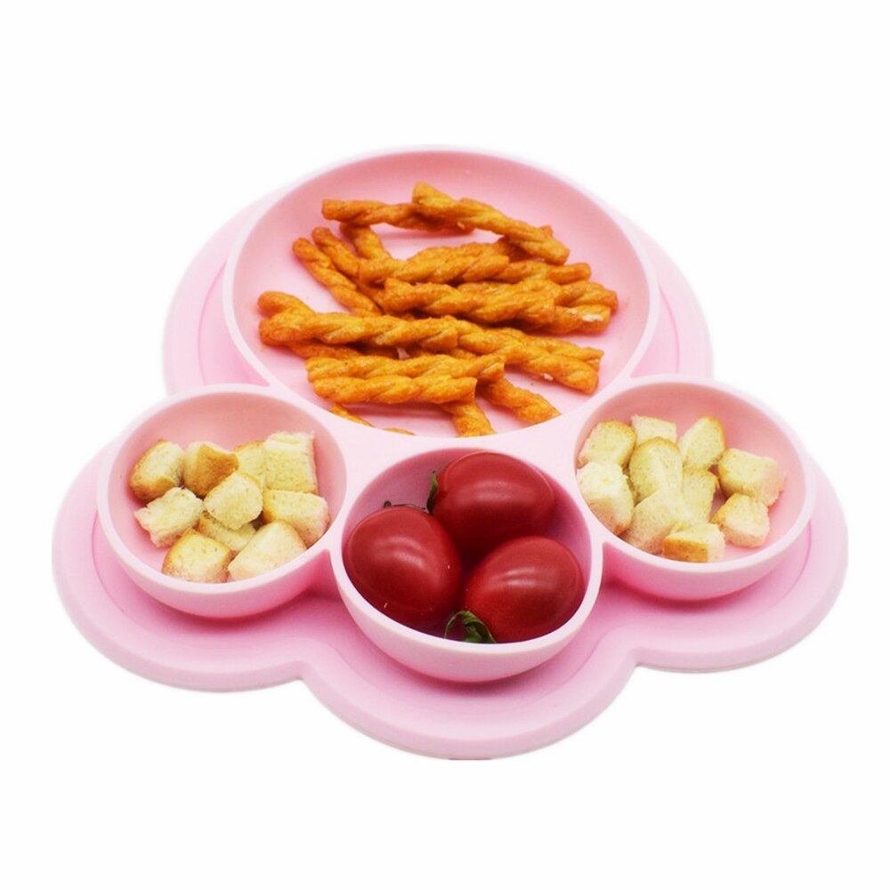 Baby siliconen bord, voedingsbakjes, bpa-vrij, zuignap, peutertrainingsservies, schattige cartoonbeer, kleurrijke borden voor kinderen