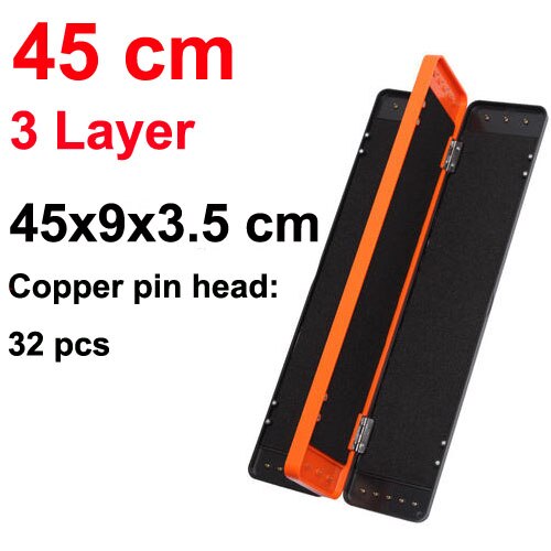 Multifunctionele Lange Vislijn Organiseren Doos Karpervissen Rigs Visgerei Hair Rig Opbergdoos Stijf voor Vislijn rigs Houder: 3 layers 45cm