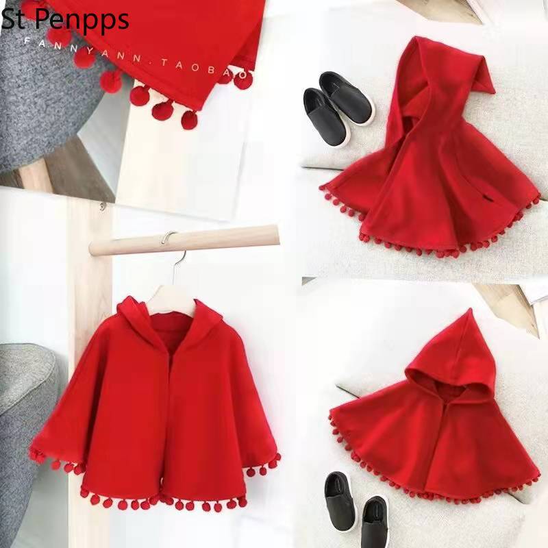 Capispalla per bambina mantello rosso primavera autunno neonato cappuccio con cappuccio maglioni mantello cotone bambino Cardigan per bambini vestiti Poncho