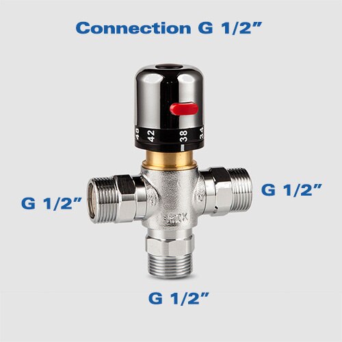 Solid Copper 3-Way Thermostatic Mixing Valve 3/4 Inch Solar Water Heater Valve Regulating Temperature Control Valve: g 1-2 inch