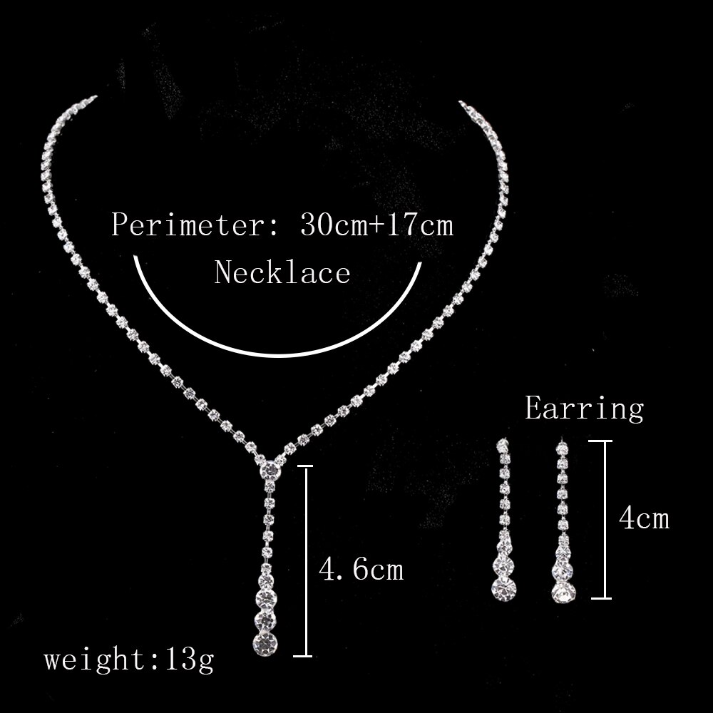 Ainameisi Vrouwen Crystal Choker Ketting Oorbellen Set Bruids Bruidsmeisje Charm Bruiloft Sieraden Sets