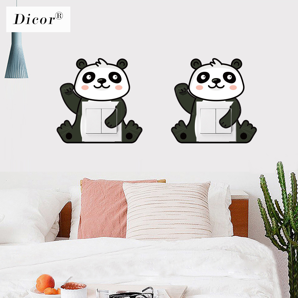 Leuke Dieren Cartoon Beer Panada Light Switch Sticker Remoable Muursticker Voor Kids Baby Nursery Home Decal Murla Decor