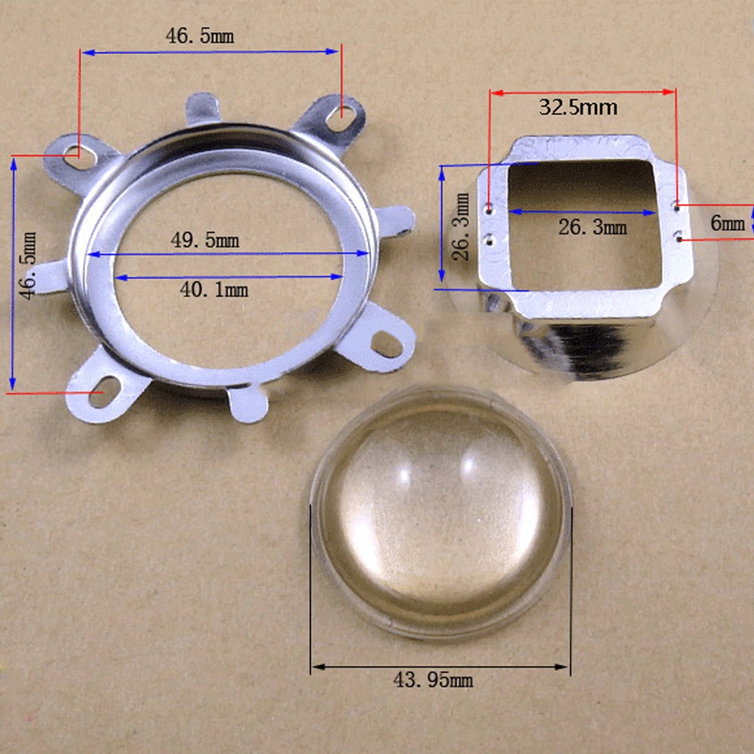Optisch Glas Led Lens + 50Mm Reflector Collimator + Vaste Beugel Voor 20W 30W 50W 100W Cob High Power Chip 60 / 120 Graden